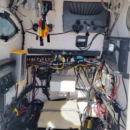 Photo of safe, neatly organized wires and marine electrical components.