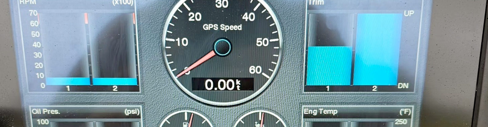 Photo of a Garmin dashboard installed by C&S Marine Electrical in Newport, North Carolina.